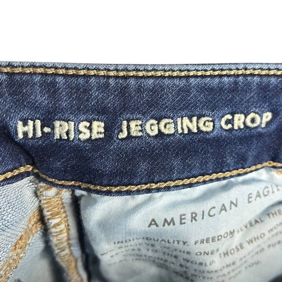 American Eagle Women's 0 High Rise Jegging Crop Next Level Stretch Denim Dark - Picture 7 of 8
